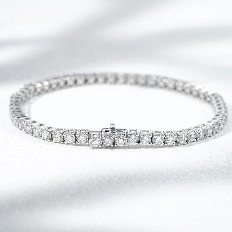 18K белое золото выращенный бриллиант браслет 2.9mm 5.514ct AuDB1006422-1