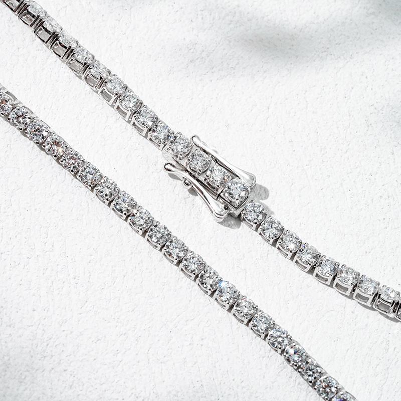 10K белое золото выращенный бриллиант браслет 2.4mm 3.416ct AuDB1006511-12