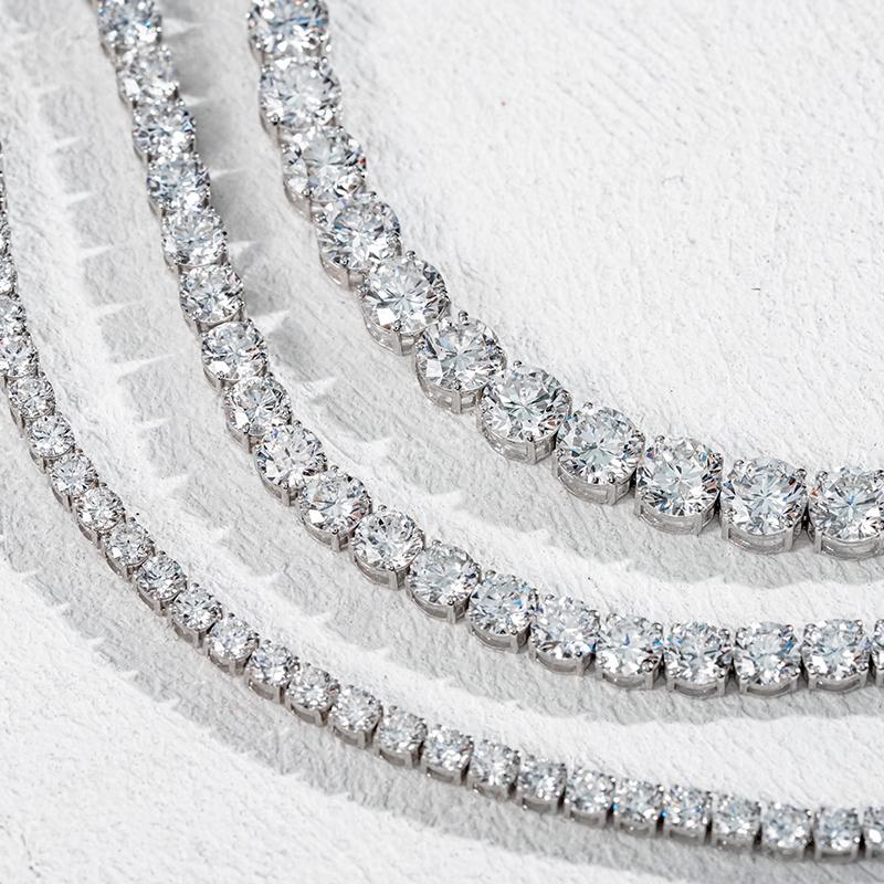 10K белое золото выращенный бриллиант браслет 3.8mm 8.939ct AuDB1033299-1