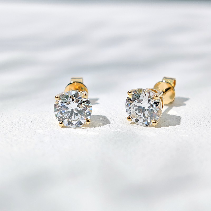 14K желтое золото выращенный бриллиант серьги-корзинка 1.0ct*2 AUDE0012426BY-14K-6
