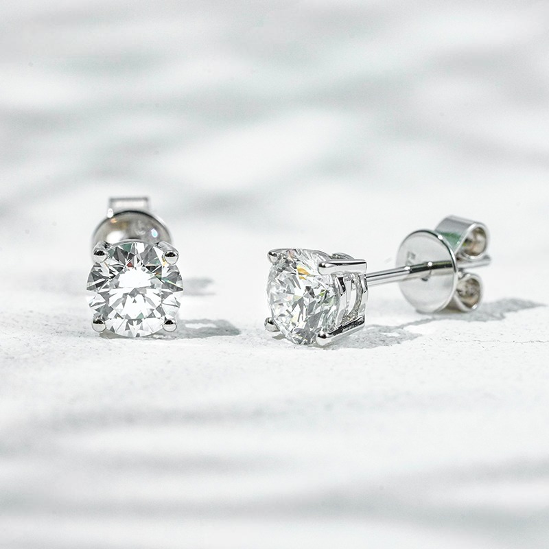 10K белое золото выращенный бриллиант серьги 0.531ct*2 AuDE1006517-8