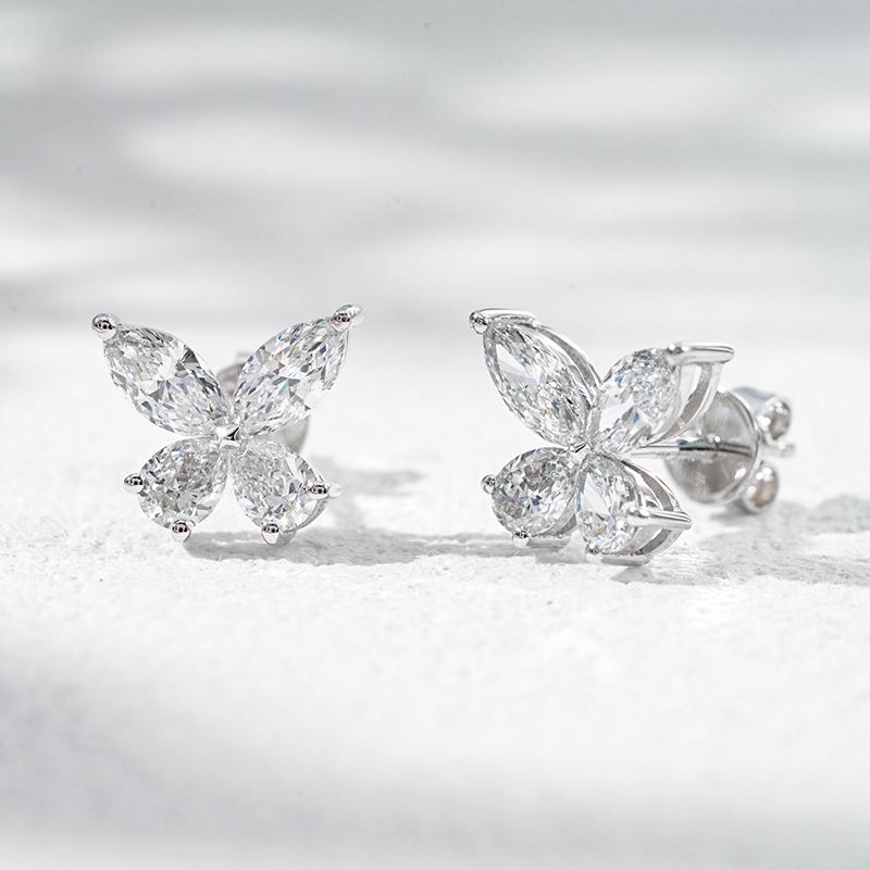 10K белое золото выращенный бриллиант серьги 1.358ct AuDE1006559-2