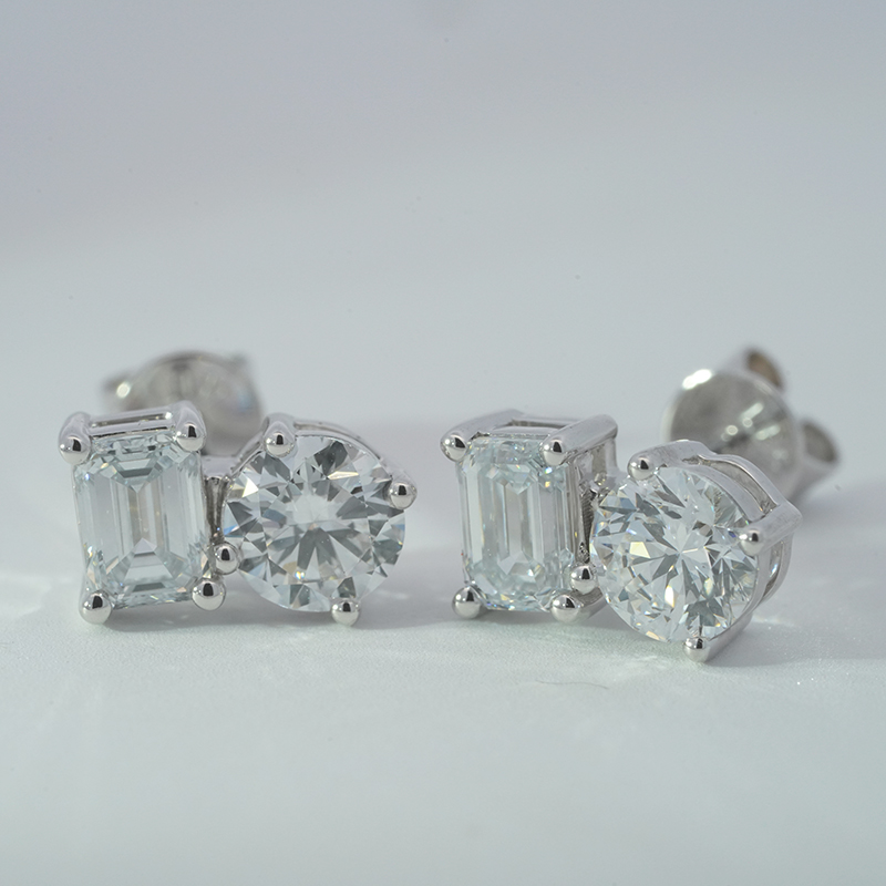 10K белое золото выращенный бриллиант серьги 1.954ct AuDE1033267-1