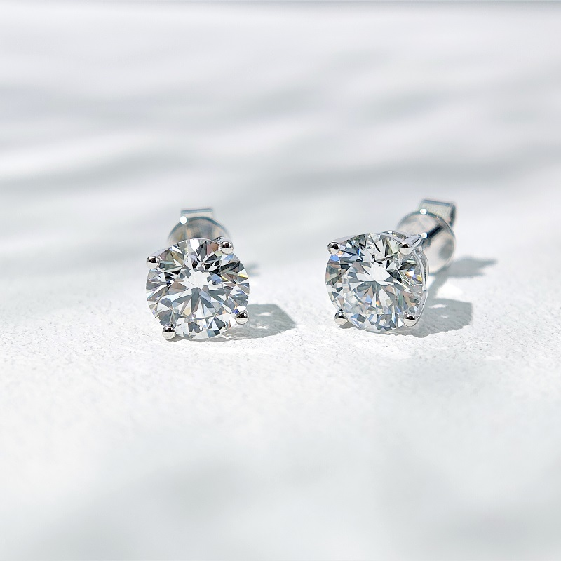 10K белое золото выращенный бриллиант серьги корзинка 1.1ct*2 AuDE1033275W-10