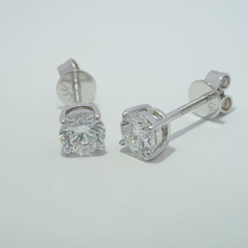 10K белое золото выращенный бриллиант серьги 1.018ct*2 AuDE1033320-3