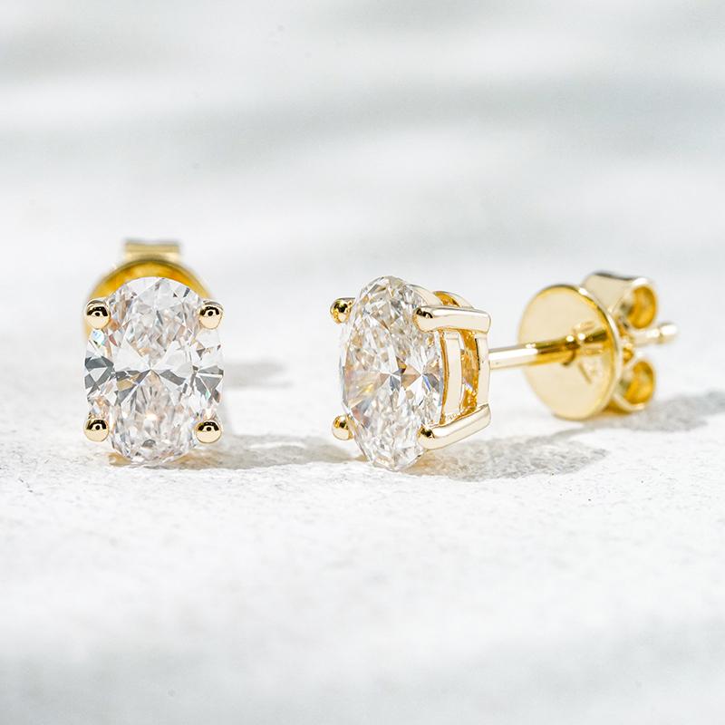 10K желтое золото выращенный бриллиант серьги 0.56ct*2 AuDE1033345-9