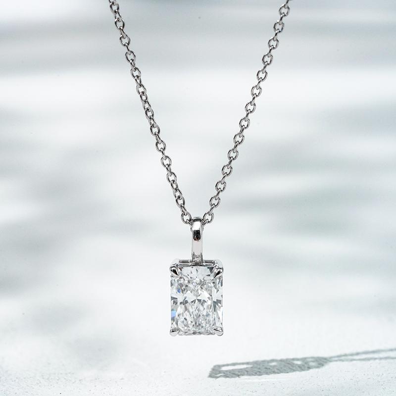 18K белое золото выращенный бриллиант колье-Single Diamond 1.0ct AUDP0012755-1