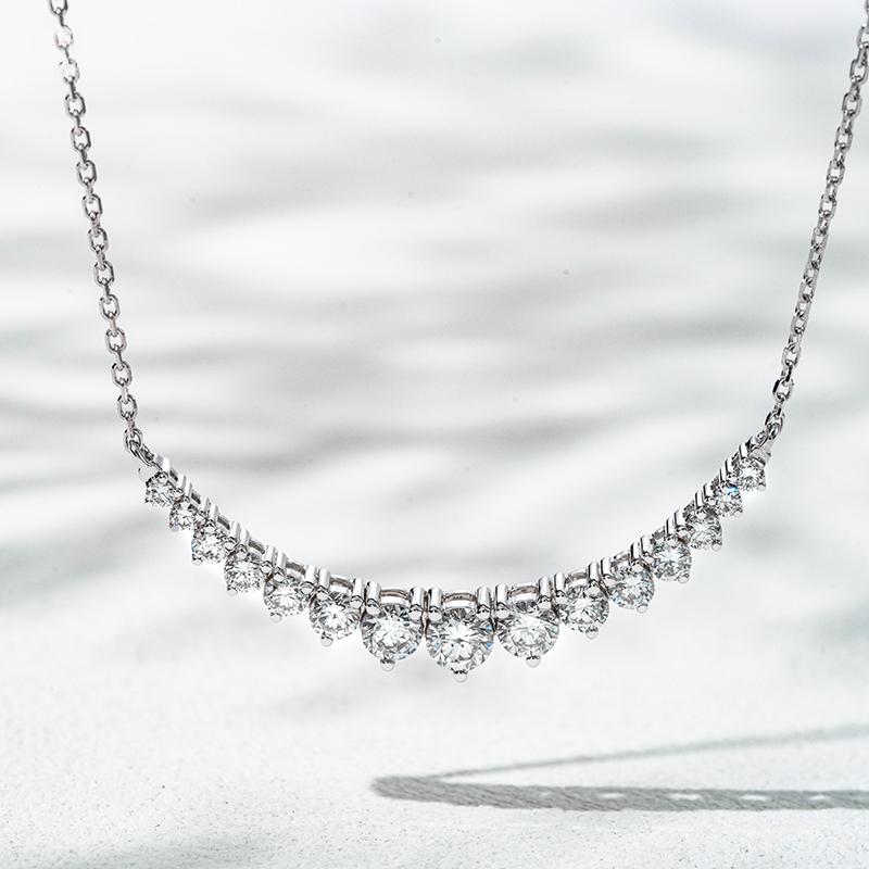 18K белое золото выращенный бриллиант колье AUDP0012783-2