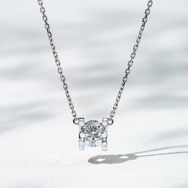 18K белое золото выращенный бриллиант колье 1.003ct AuDP1006419-1