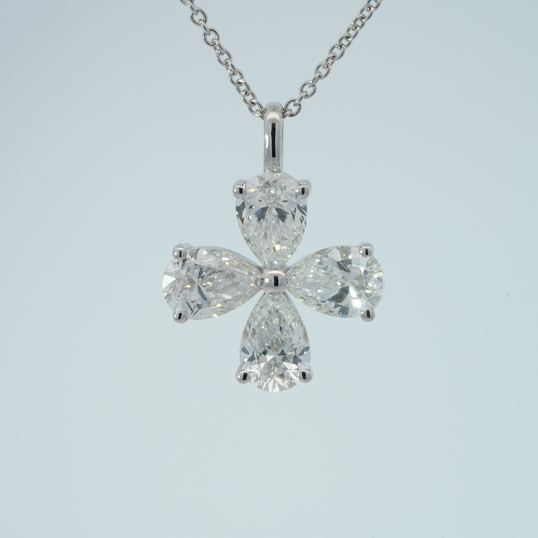 10K белое золото выращенный бриллиант колье 1.552ct AuDP1032985-1