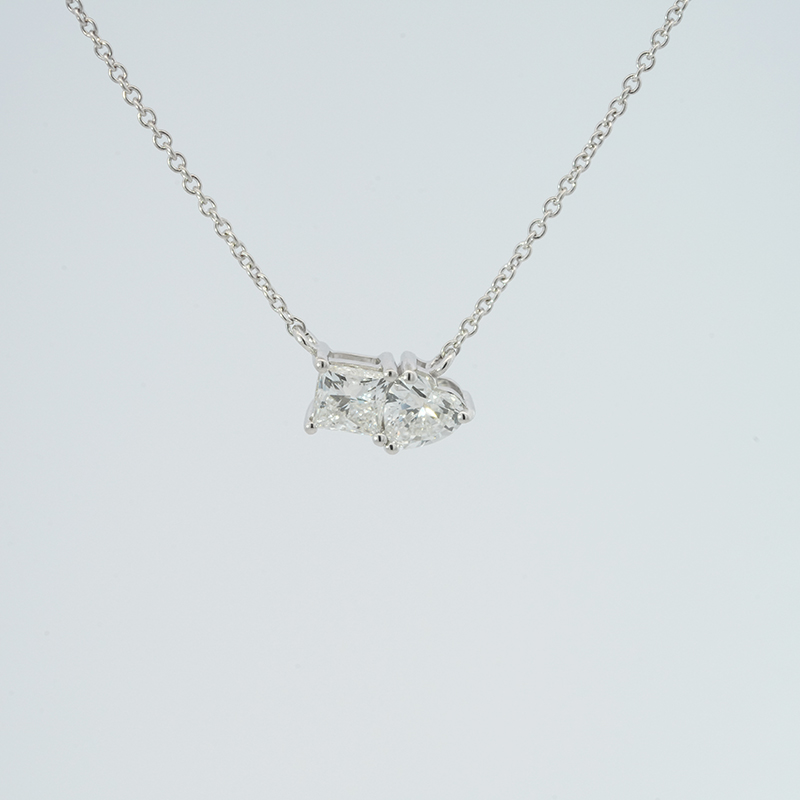 10K белое золото выращенный бриллиант колье 0.469ct AuDP1033039-1