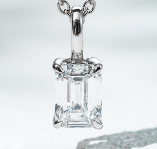 10K белое золото выращенный бриллиант подвеска 0.537ct AuDP1033066-1