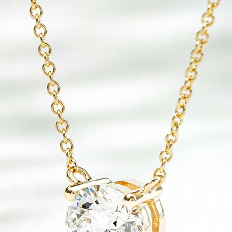 10K желтое золото выращенный бриллиант колье 0.536ct