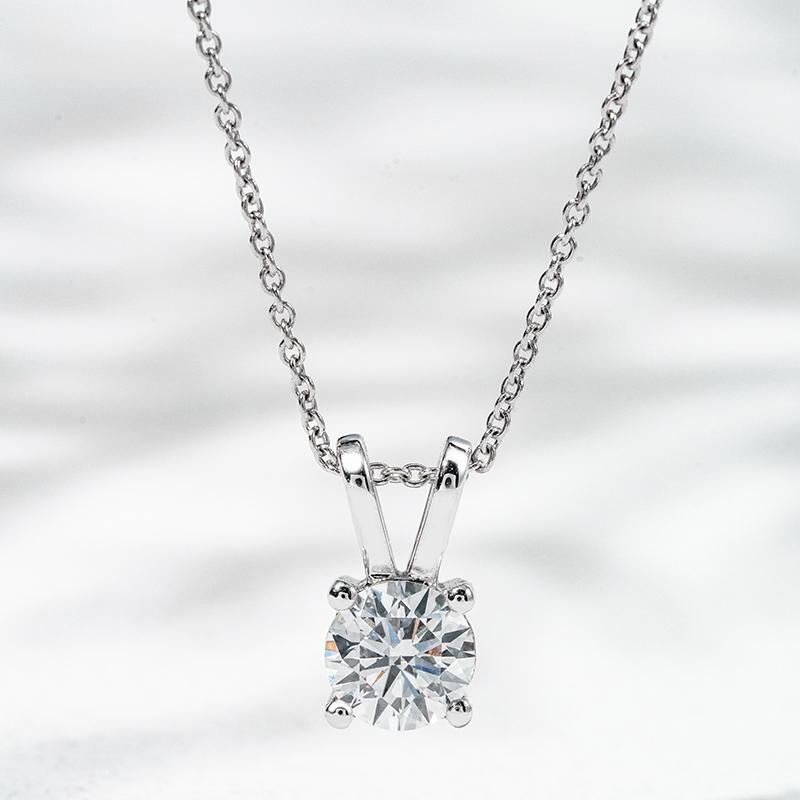 18K белое золото выращенный бриллиант подвеска колье 0.598ct AUDP282