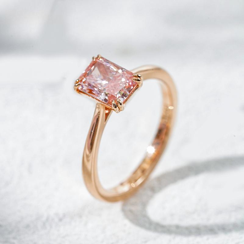 18K розовое золото выращенный бриллиант кольцо 1.14ct AuDR0001549