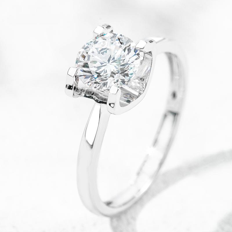 18K белое золото выращенный бриллиант кольцо 1ct-Bull Head Setting AuDR0004008