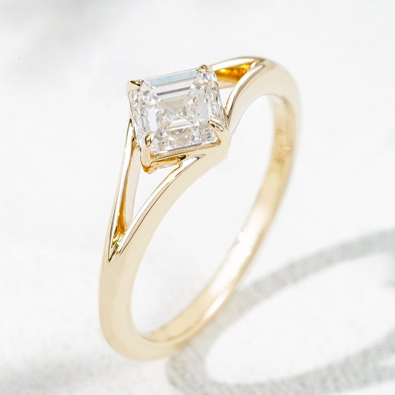14K желтое золото выращенный бриллиант кольцо 1.119ct AuDR0004021
