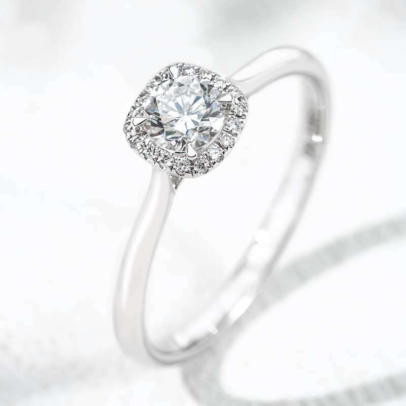 18K белое золото выращенный бриллиант кольцо 0.385ct AuDR0004030