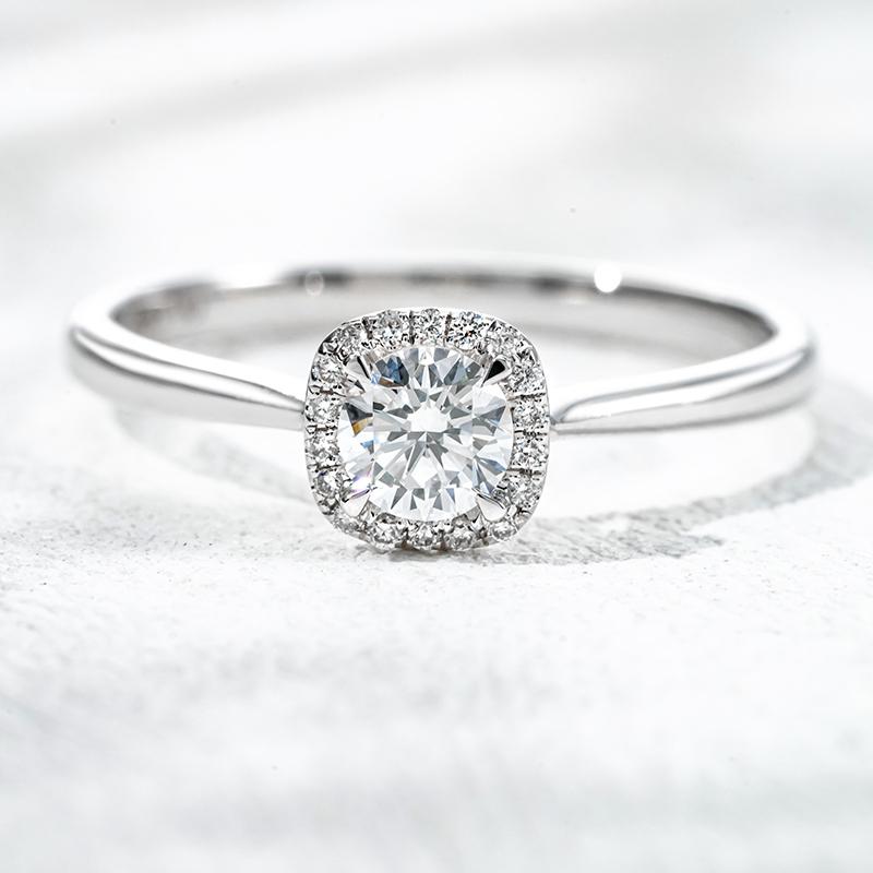 18K белое золото выращенный бриллиант кольцо 0.385ct, фото 2