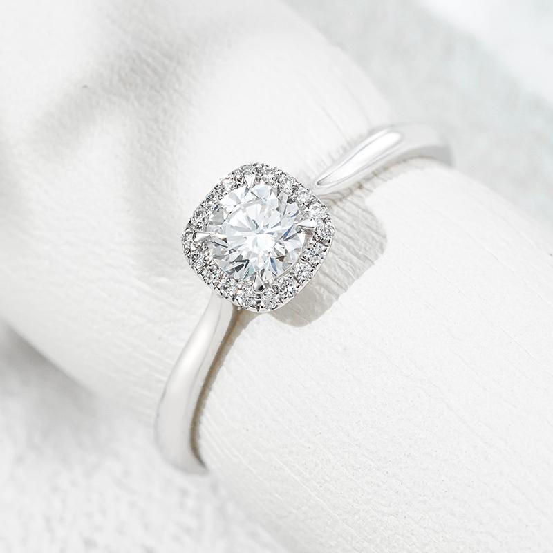 18K белое золото выращенный бриллиант кольцо 0.385ct, фото 7