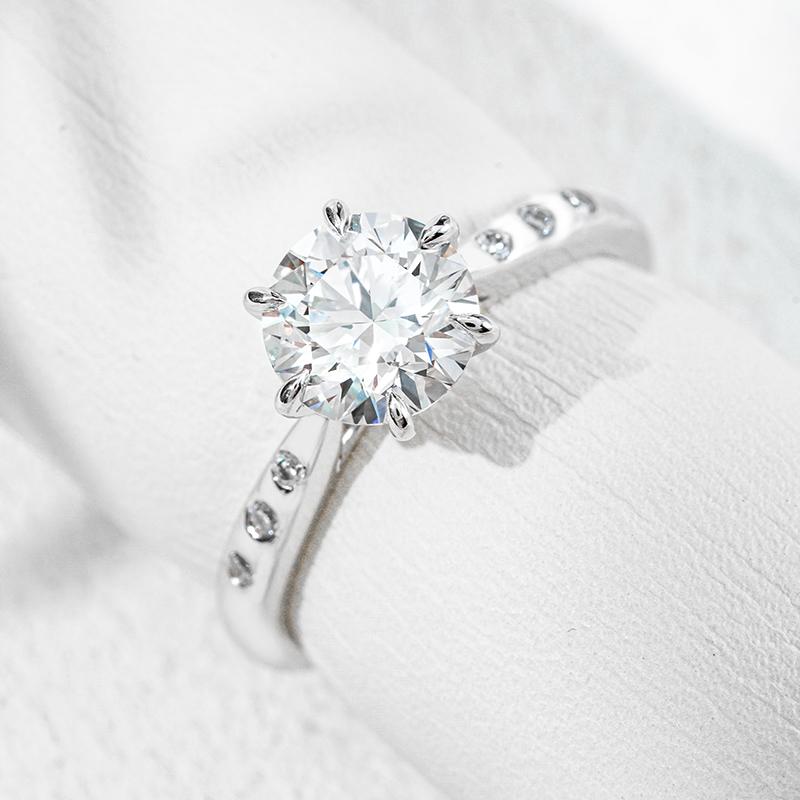18K белое золото выращенный бриллиант кольцо 1.65ct, фото 7