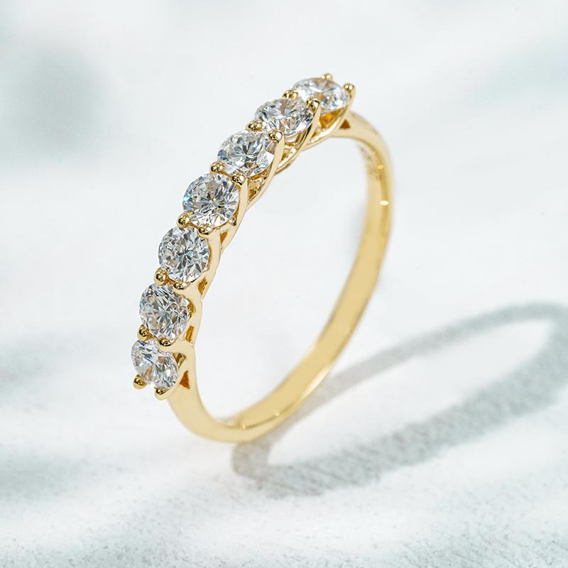 18K желтое золото выращенный бриллиант кольцо-Seven-princess AuDR0012715-8-3.0mm
