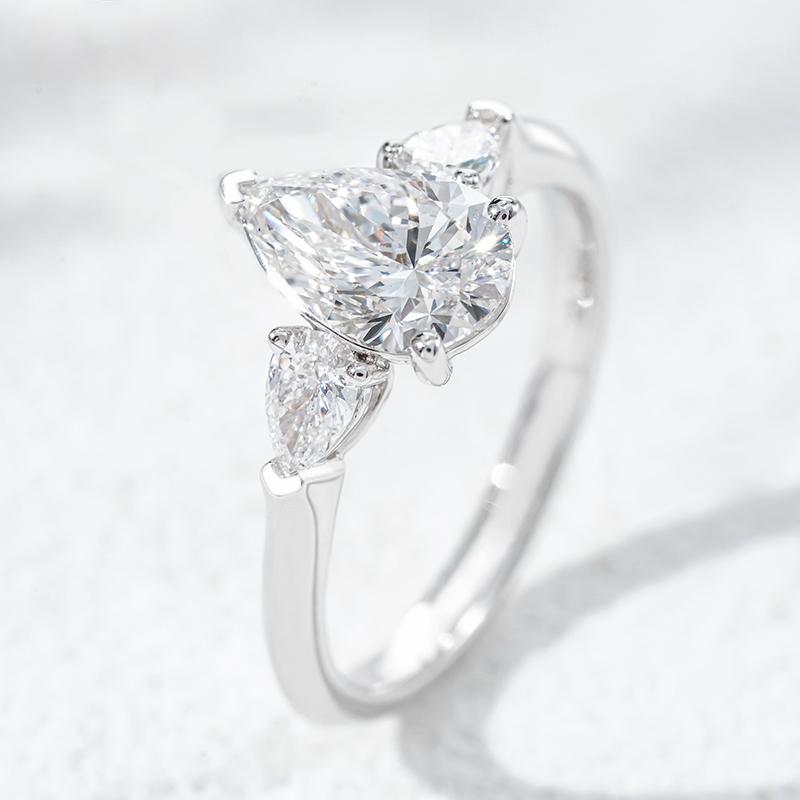 18K белое золото выращенный бриллиант кольцо 1.338ct AuDR1002678