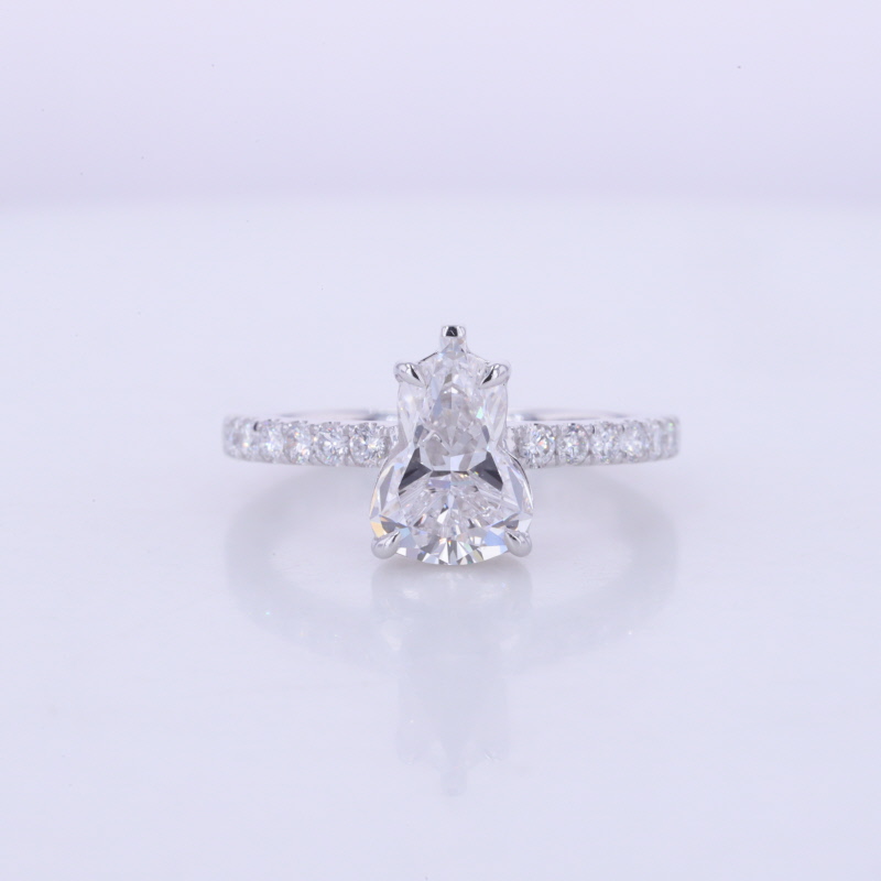 10K белое золото выращенный бриллиант кольцо 2.439ct AuDR1006507