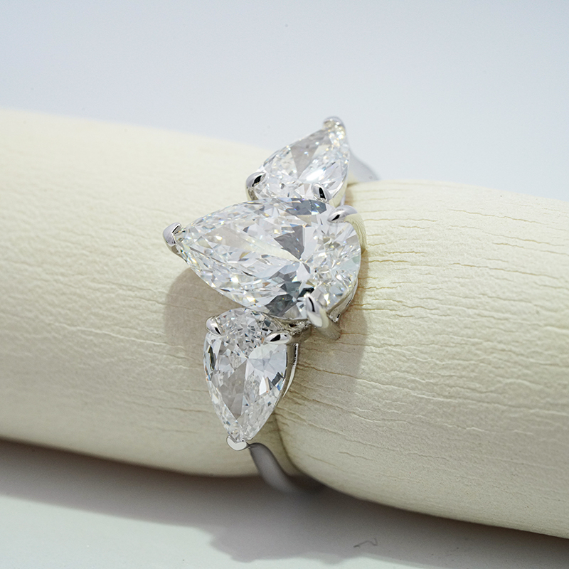 10K белое золото выращенный бриллиант кольцо 3.375ct AuDR1006676