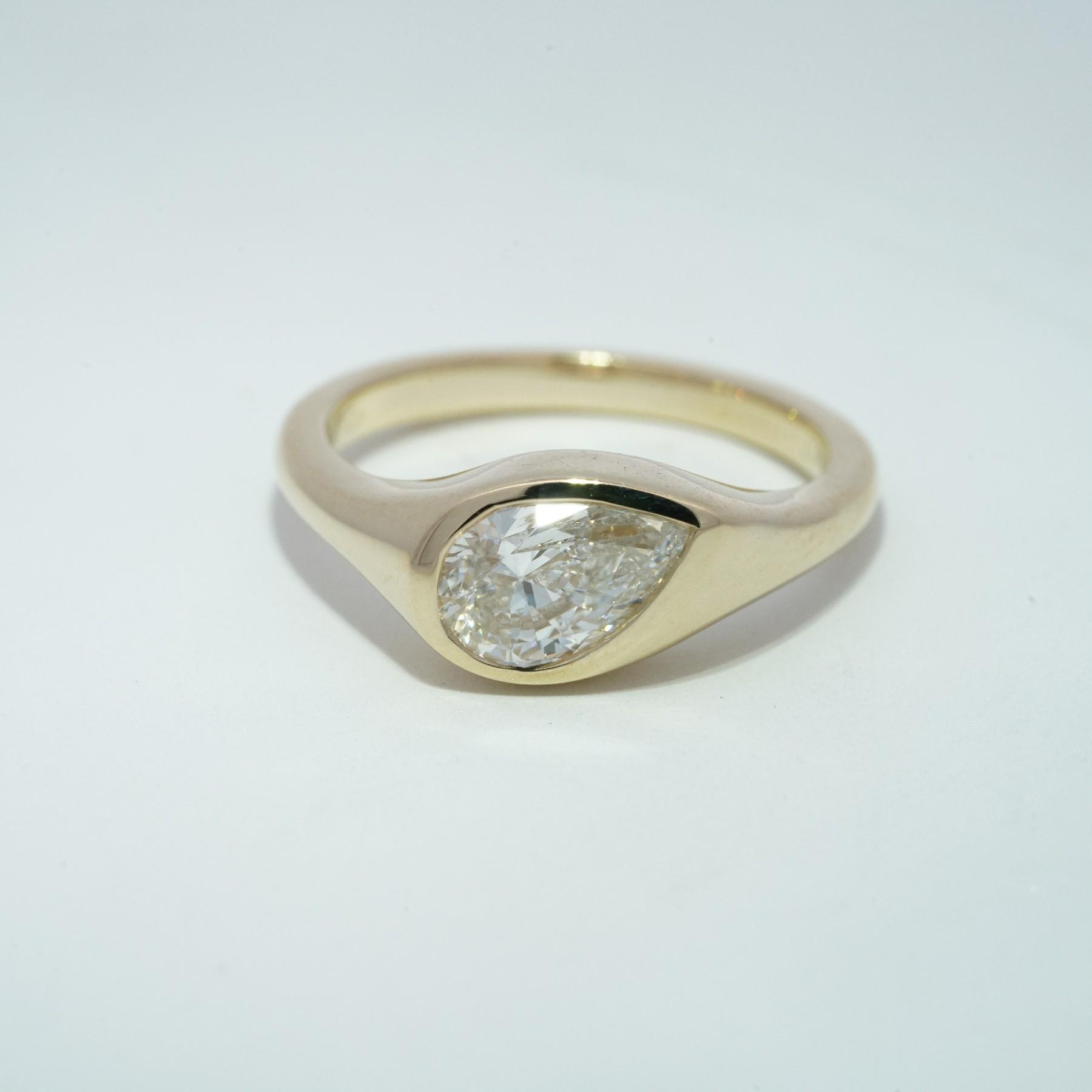 10K желтое золото выращенный бриллиант кольцо 1.012ct AuDR1033084-1