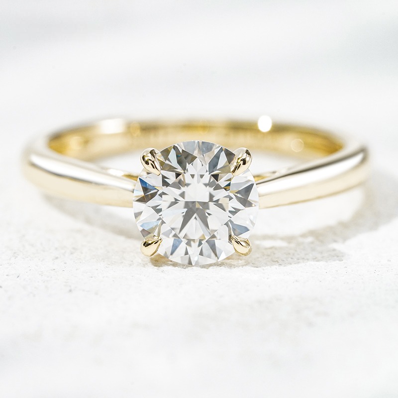 10K желтое золото выращенный бриллиант кольцо 1.026ct, фото 2
