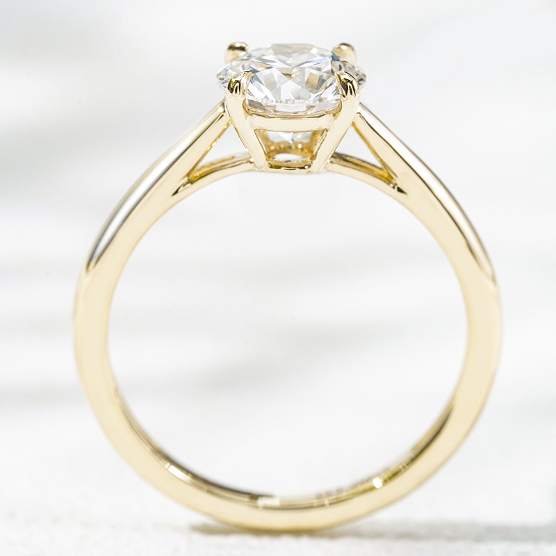 10K желтое золото выращенный бриллиант кольцо 1.026ct, фото 7