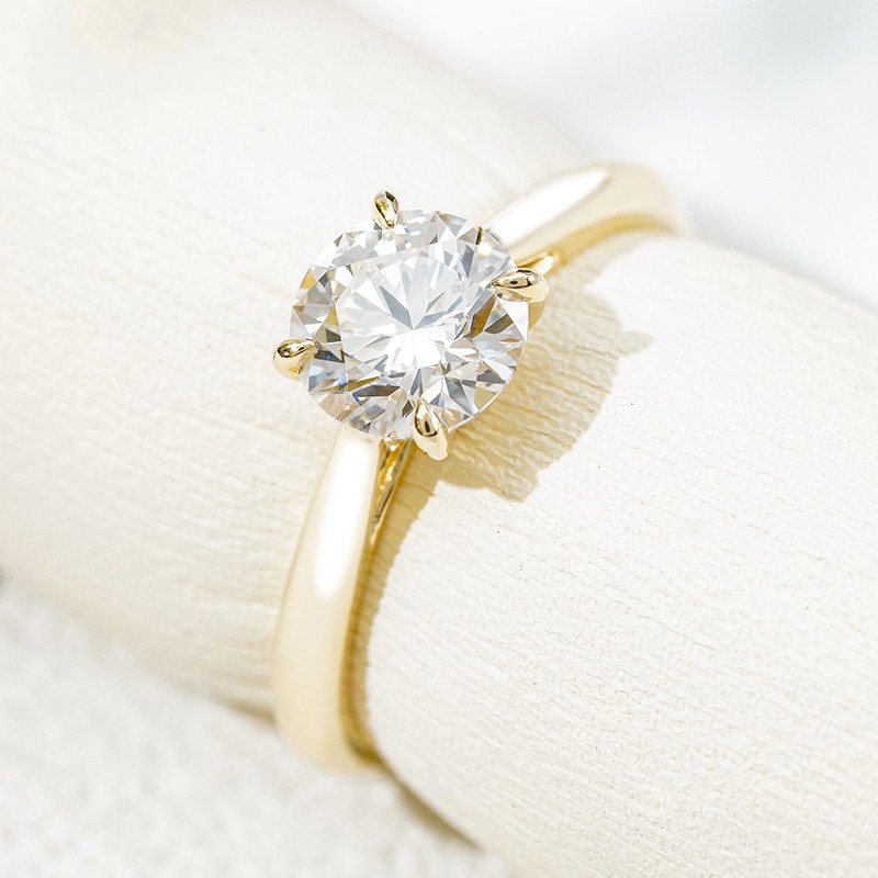 10K желтое золото выращенный бриллиант кольцо 1.026ct, фото 8