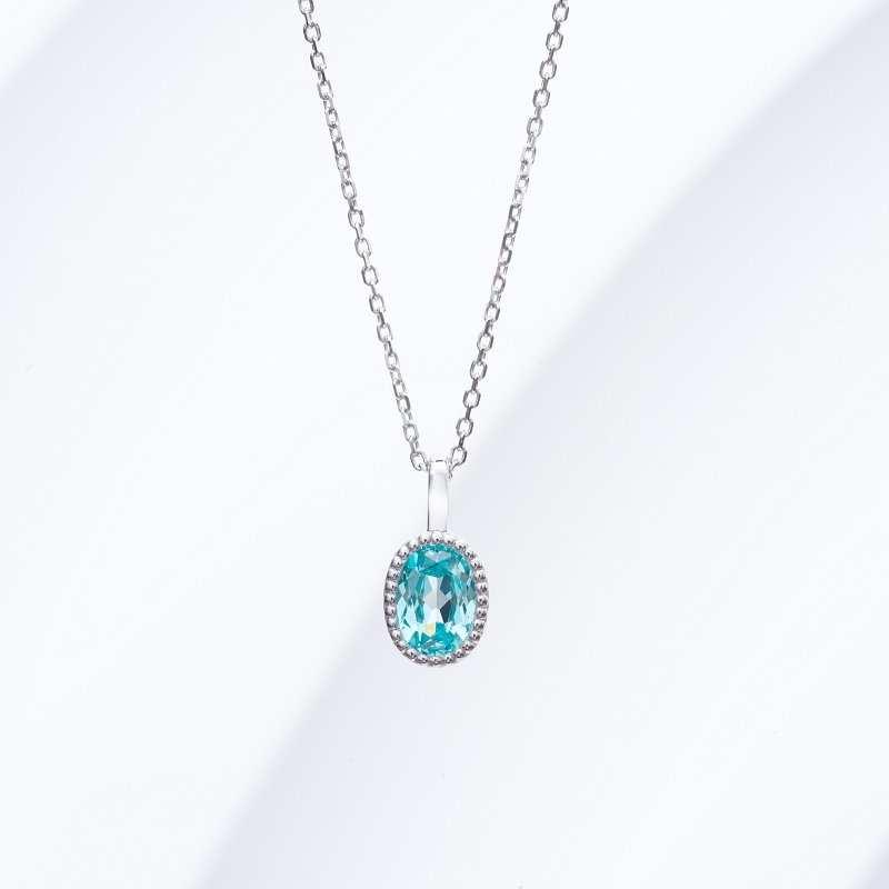 14K белое золото Lab Color Gemstone подвеска колье AuMP200