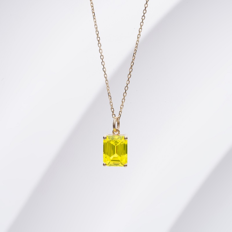 14K желтое золото Lab Color Gemstone подвеска колье AuMP214