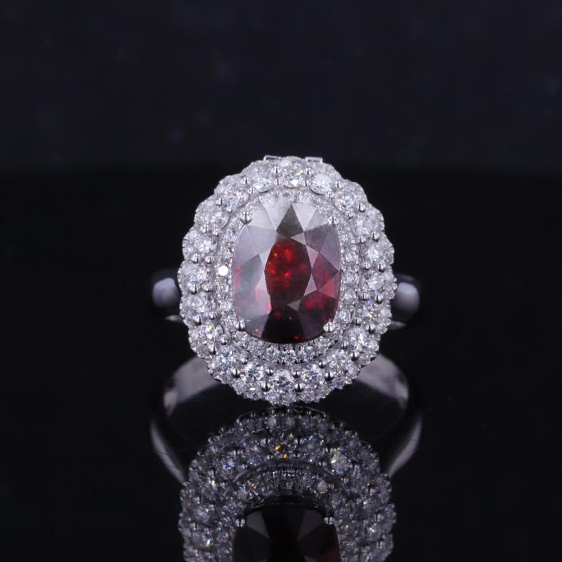 18K белое золото Ruby кольцо&подвеска AuMR415
