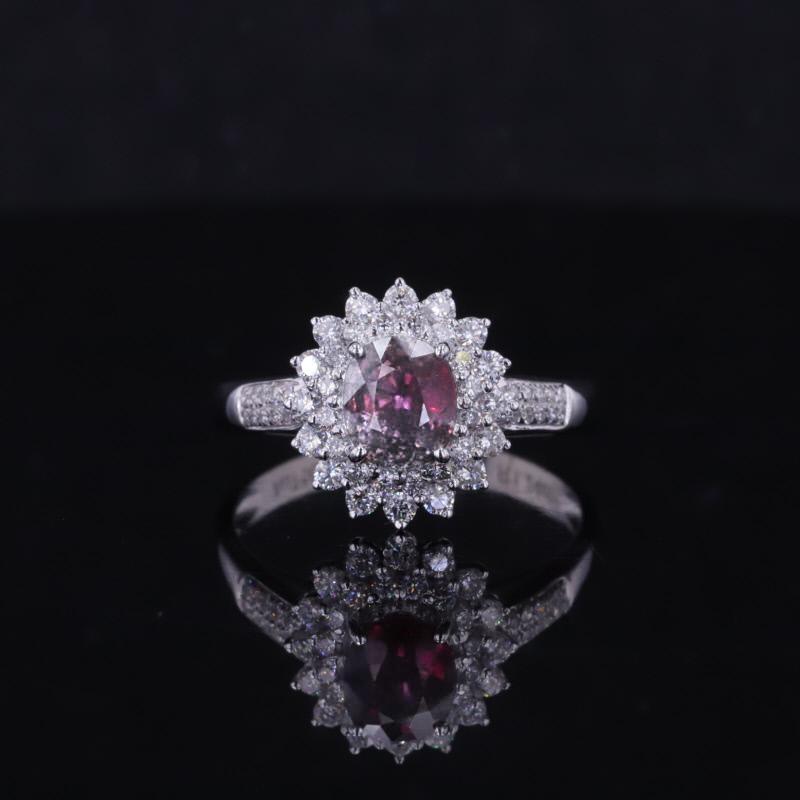 18K белое золото Ruby кольцо AuMR419