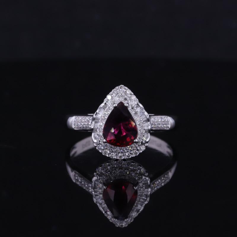 18K белое золото Ruby кольцо AuMR423