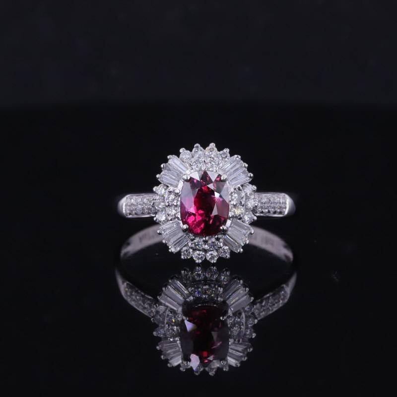 18K белое золото Ruby кольцо AuMR428