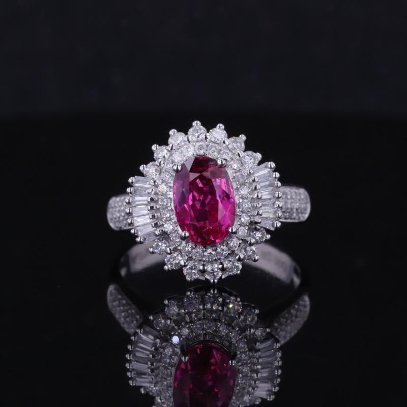 18K белое золото Ruby кольцо&подвеска AuMR437