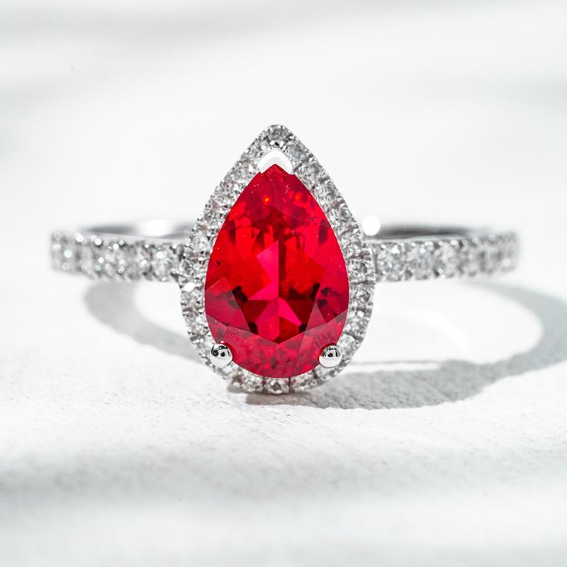 18K белое золото Lab Ruby кольцо AuRR0001379-1