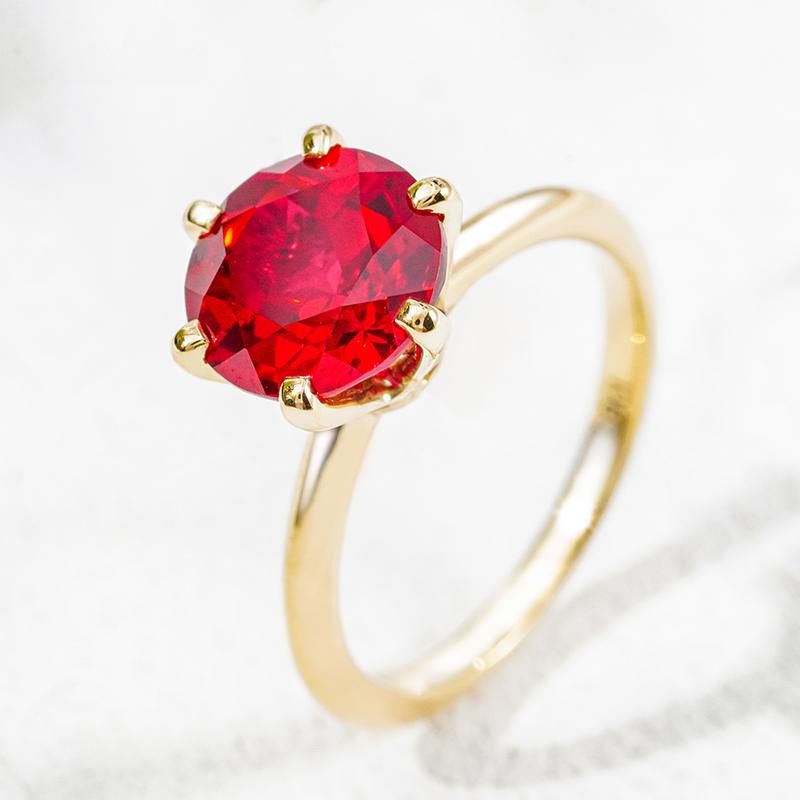 18K желтое золото Lab Rubyt кольцо 3.89ct AuRR0004015