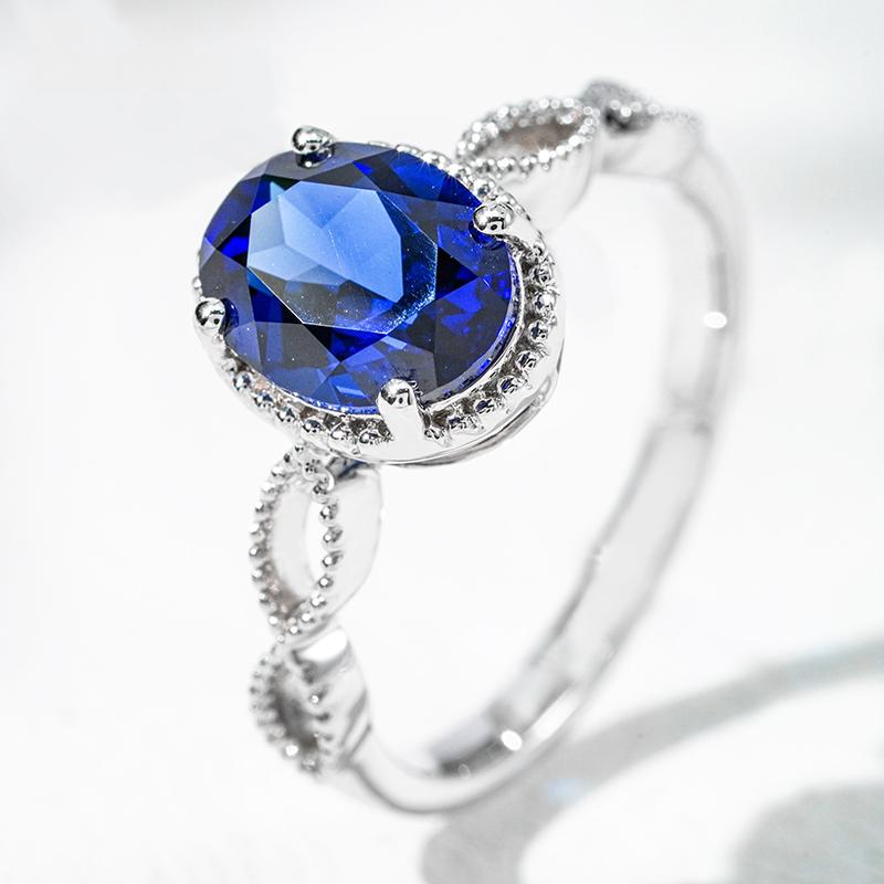 18K белое золото Lab Sapphire кольцо AuSR0001382