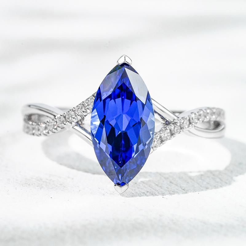 18K белое золото Lab Sapphire кольцо AuSR0001386-3