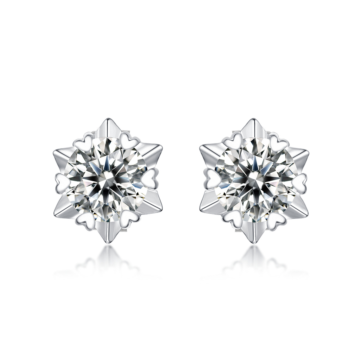 925 серебро 925 муассанит серьги-6.5mm Dancing Snowflake EM4002A