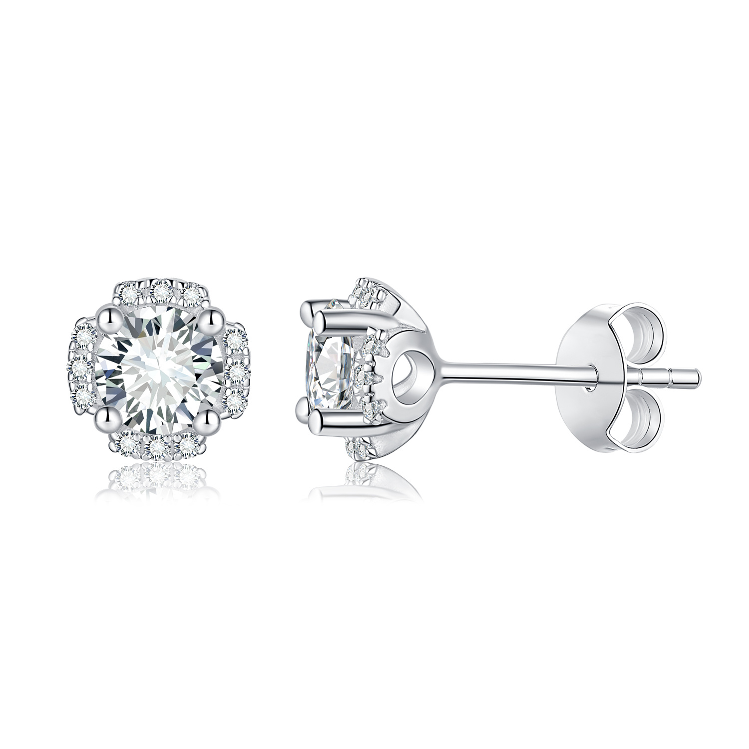 925 серебро 925 муассанит серьги-5.0mm Blessing Years EM4023E