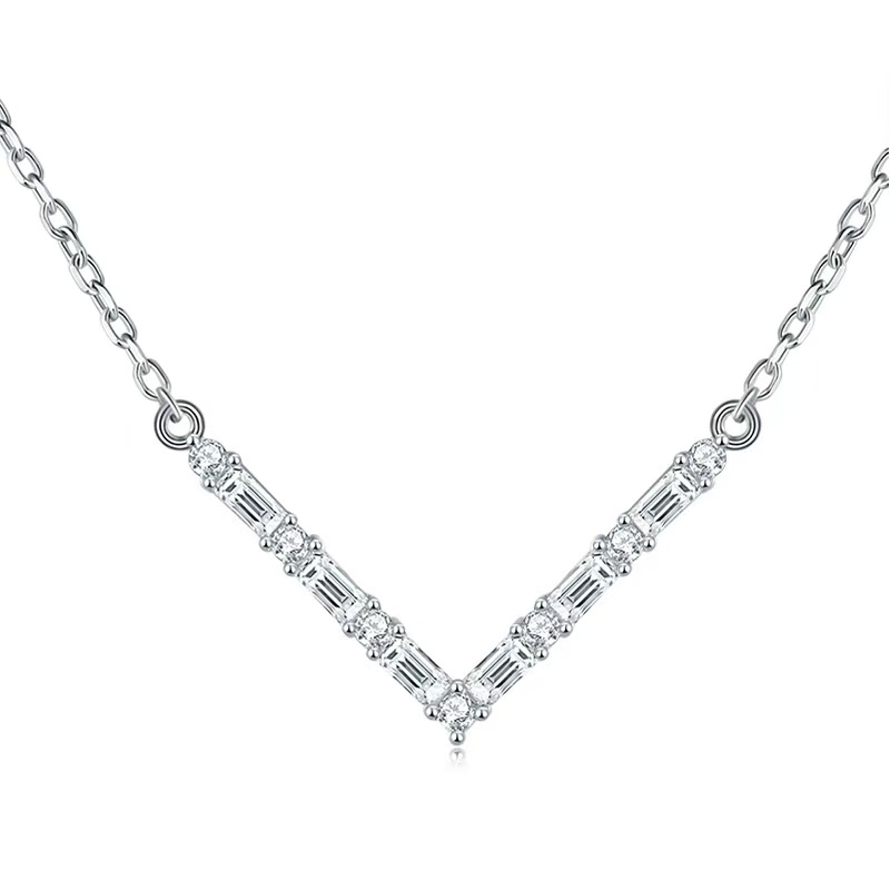 925 серебро 925 муассанит подвеска-Dazzling V-Shaped P3-0106