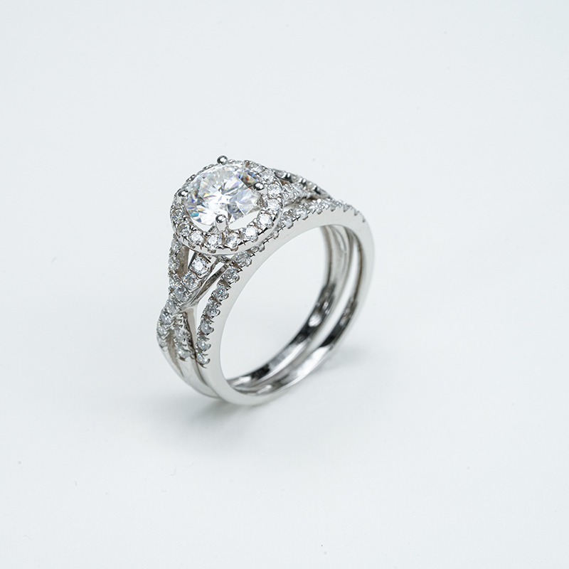 925 серебро 925 муассанит кольцо-Intertwined Splendor R3-0190