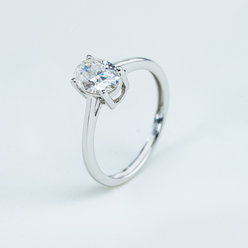 925 серебро 925 муассанит кольцо-Oval Petite кольцо R3-0204