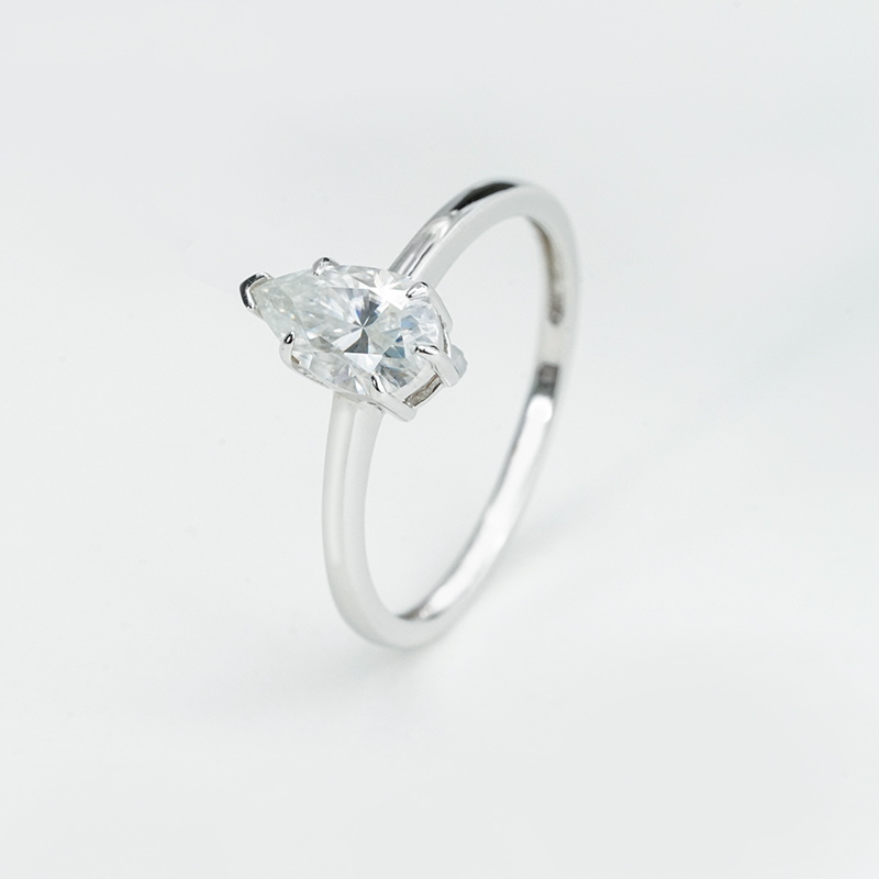 925 серебро 925 муассанит кольцо-Single Diamond Teardrop R3-0223